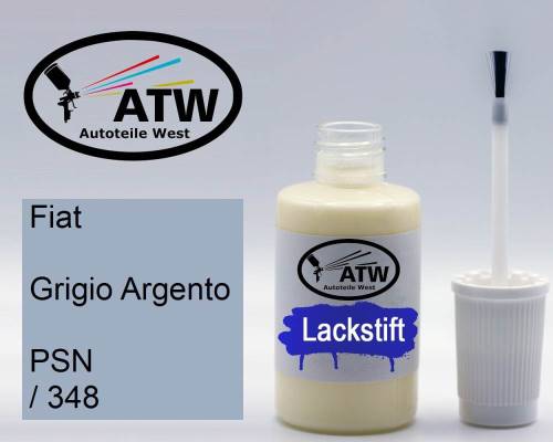 Fiat, Grigio Argento, PSN / 348: 20ml Lackstift, von ATW Autoteile West.